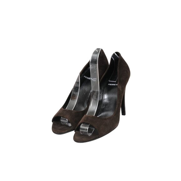 Pierre Hardy Women Open Toe Pumps Size US9.5 EU39.5 Brown Suede 100mm Heels - Picture 3 of 10